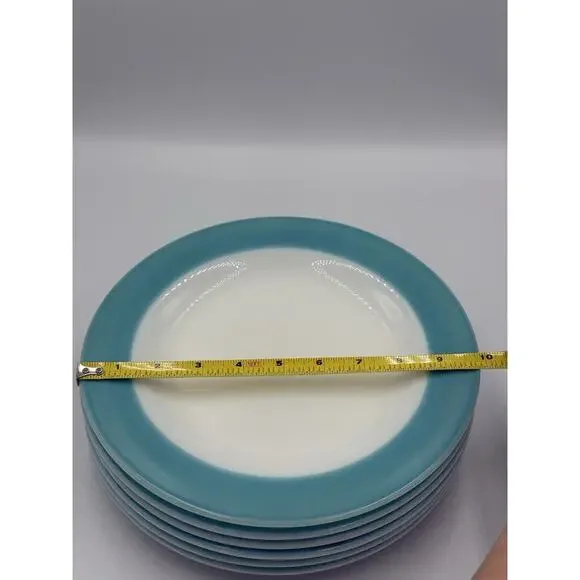 12 Pyrex Vintage Milk Glass Plates Teal Aqua Blue Dinnerware 6 Small 6 Large